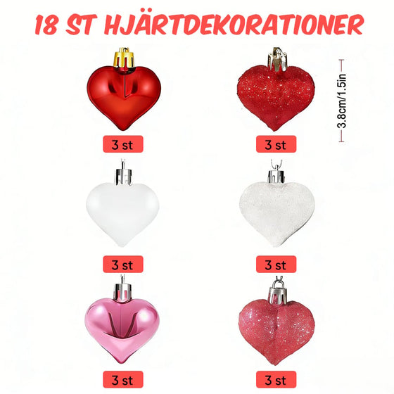 LED-Bordslampa I Björk Med 18 Hjärtdekorationer