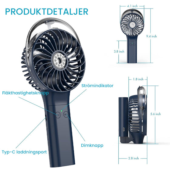 Bärbar dimmafläkt