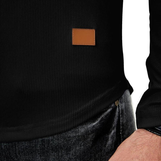 Slim Fit V-ringad långärmad muskelskjorta för män