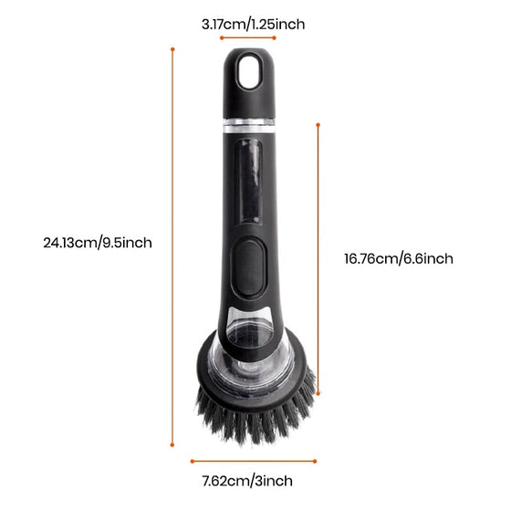Långskaftad grytdiskborste med vätskepåfyllning