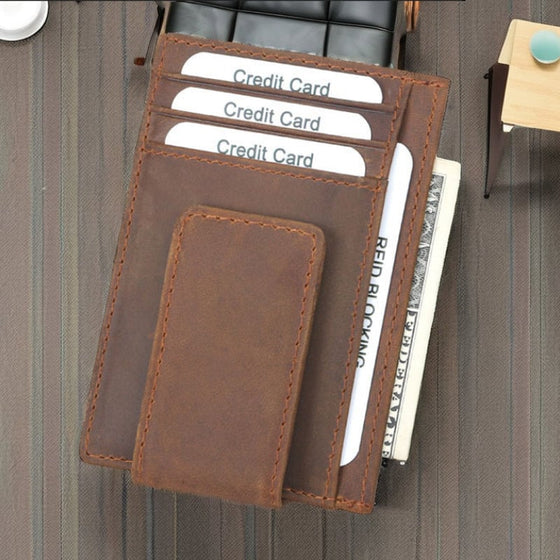 Anti-stöld Äkta Läder Multi-Kortfodral