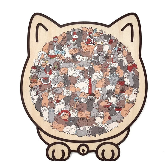 Träpussel i Kattform