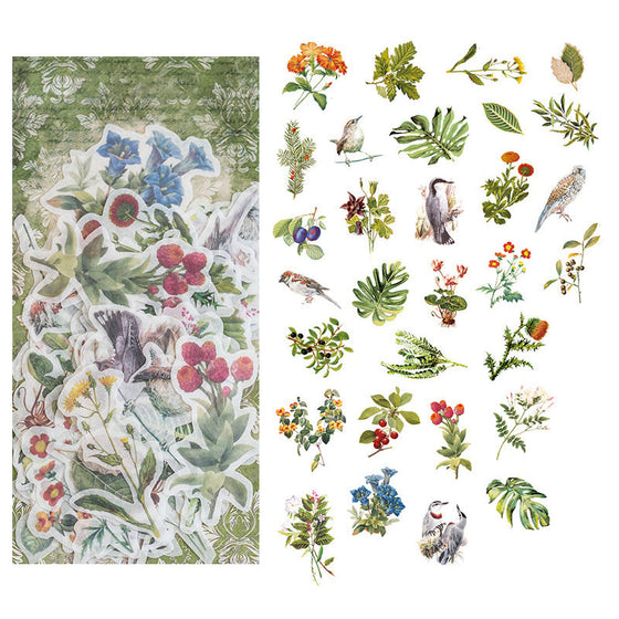 Set med klistermärken i Memory Garden-serien tillverkade av PET-material