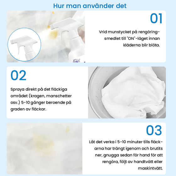 Tyggodsvänlig kraftfull fläckborttagningsrengöringsspray