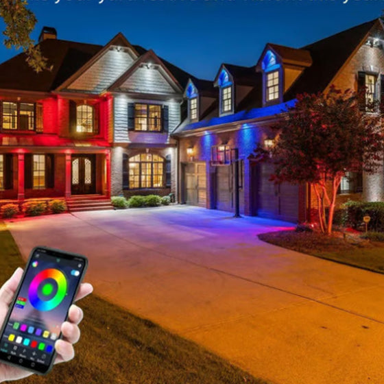 Färgglada takfotslampor för utomhusbruk