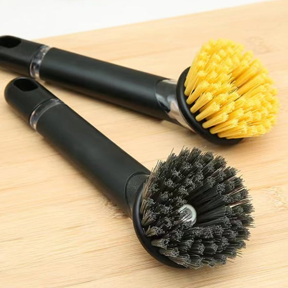 Långskaftad grytdiskborste med vätskepåfyllning