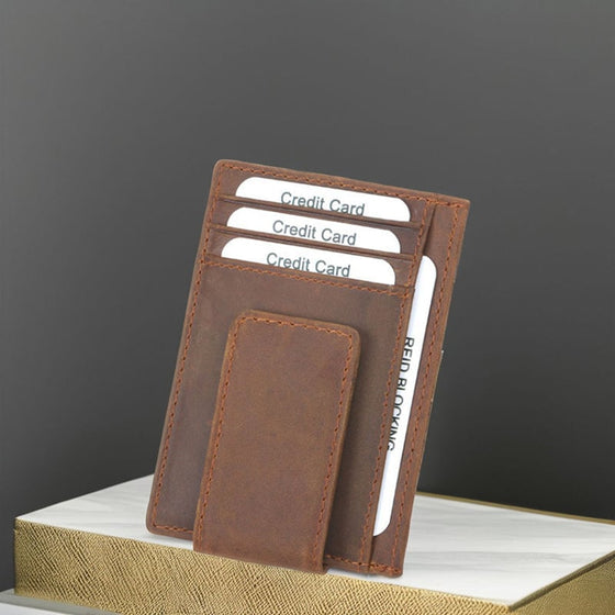 Anti-stöld Äkta Läder Multi-Kortfodral