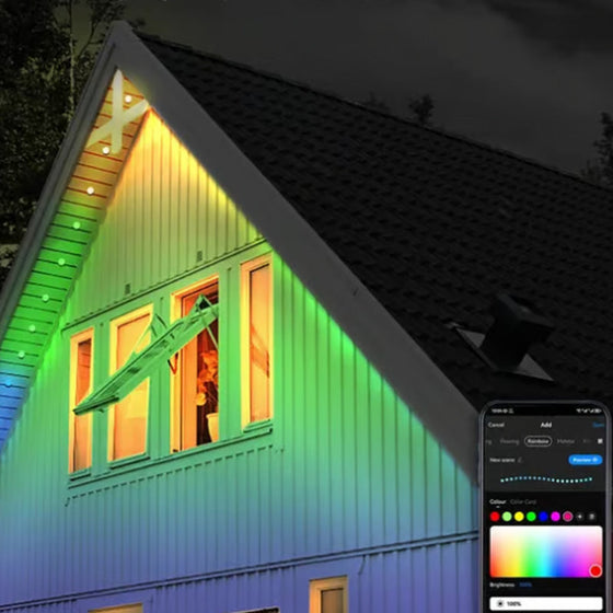 Färgglada takfotslampor för utomhusbruk