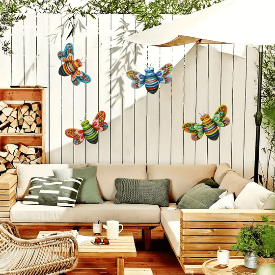 Konstskulptur av järnbi hängande väggdekorationer för trädgård