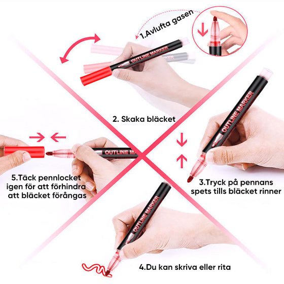 Färgläggande ljuspenna Graffiti Markeringspennor