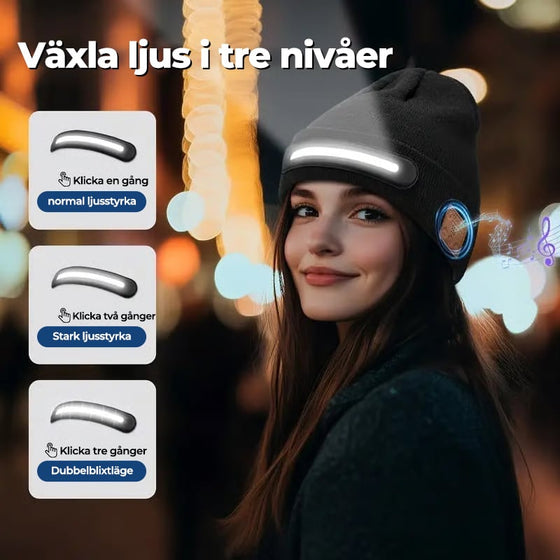Smart mössa med 3-stegs LED-belysning