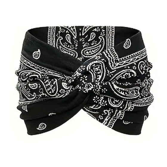 Tryckt korsad yogahårband