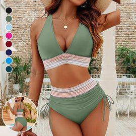 Bikini med sträng och hög midja