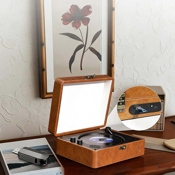 Bärbar retro CD-spelare med Bluetooth-ljud