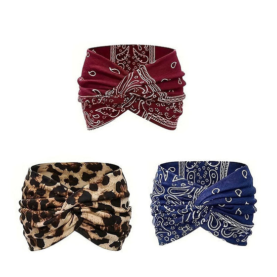 Tryckt korsad yogahårband