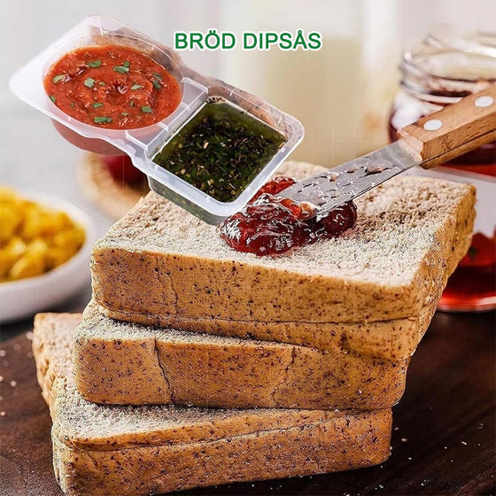 Snackbehållare med dubbla fack med lock