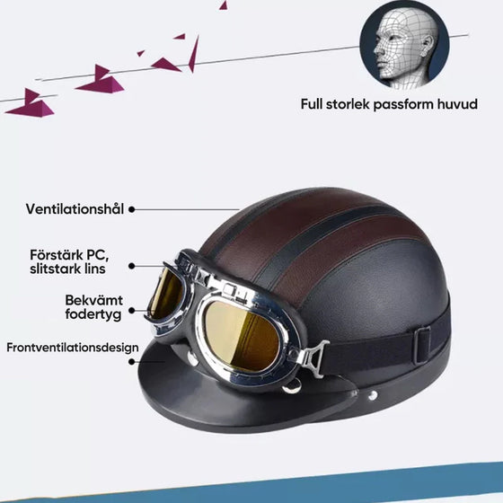 Motorcykel Harley PU hjälm med glasögon