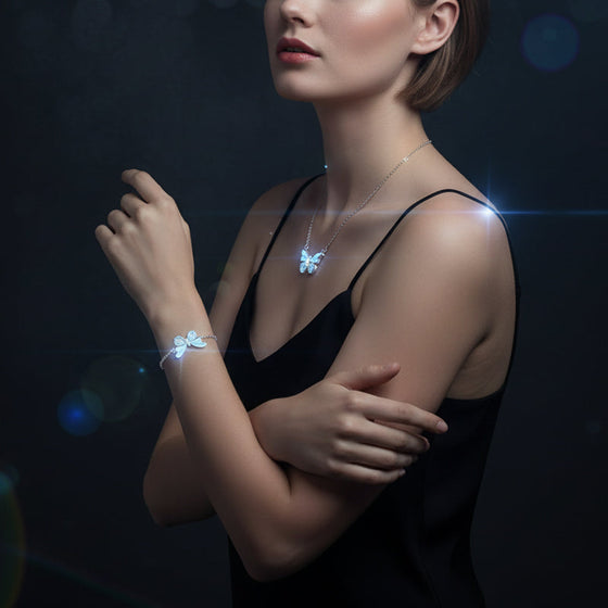 Drömfjäril Lysande Halsband & Armband