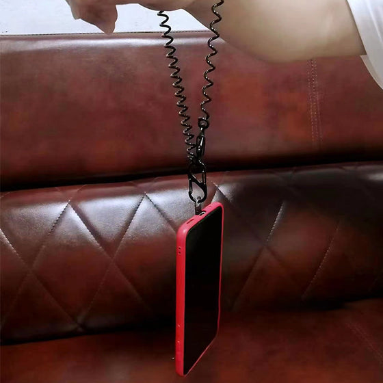 Fjäderrep för telefonens fallskydd och stöldskydd