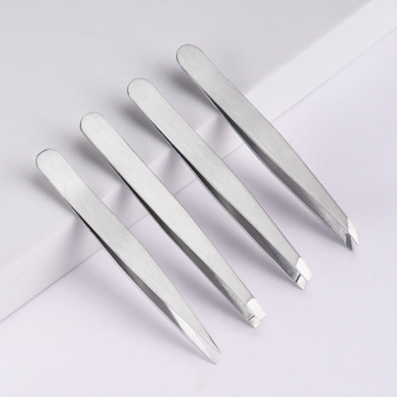 Mångsidigt set med pincett i rostfritt stål för ögonbryn.