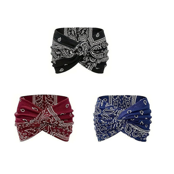 Tryckt korsad yogahårband