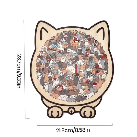 Träpussel i Kattform