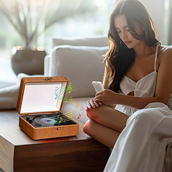 Bärbar retro CD-spelare med Bluetooth-ljud