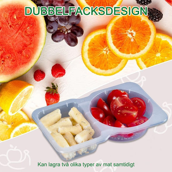 Snackbehållare med dubbla fack med lock