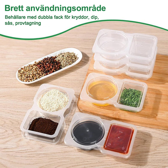 Snackbehållare med dubbla fack med lock