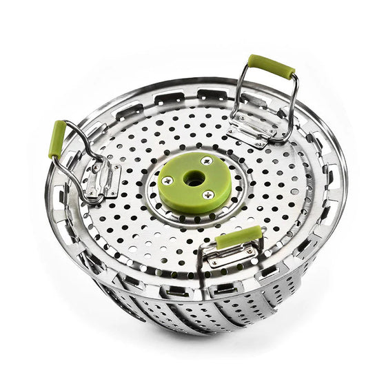 Blomformad fällbar ångkokare av stål