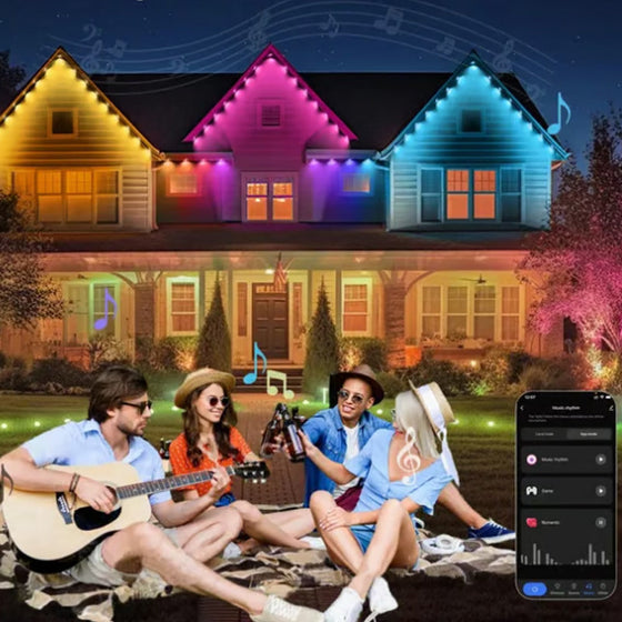 Färgglada takfotslampor för utomhusbruk