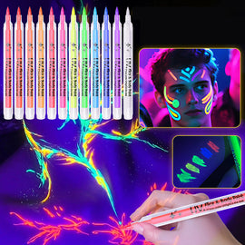 UV-neon ansiktsfärgspennor – 12 färger