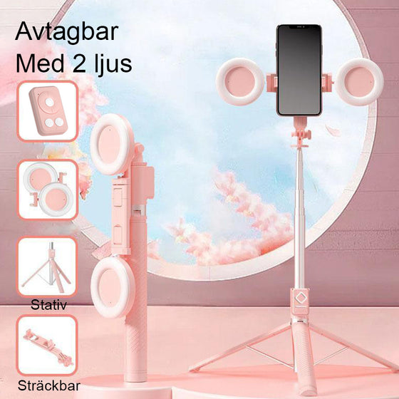6 i 1 Selfie Stick med fyllnadsljus