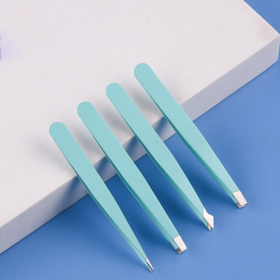 Mångsidigt set med pincett i rostfritt stål för ögonbryn.