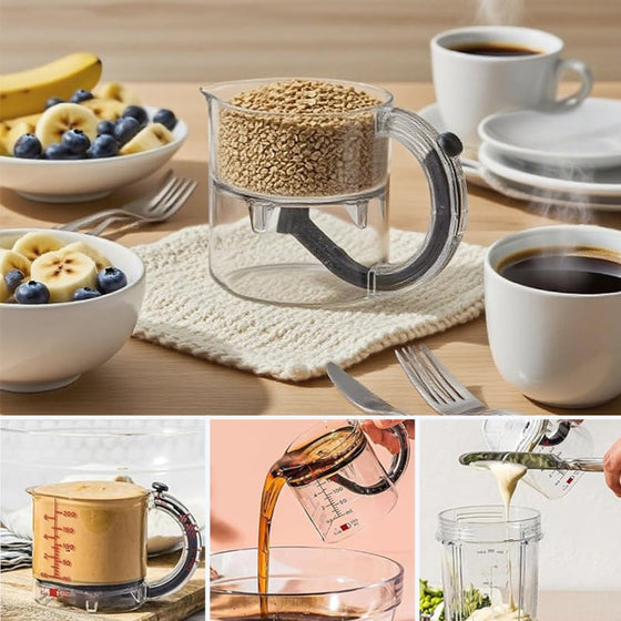 Multifunktionell integrerad justerbar måttkopp