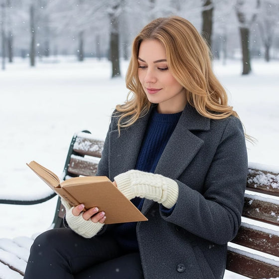 Vinter halvfingerstickade värmehandskar