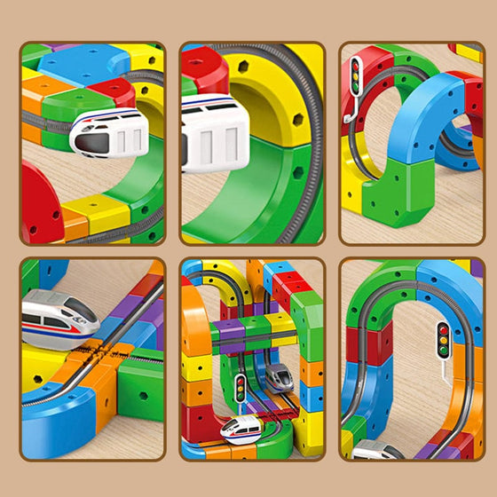 Barnens pedagogiska monterade magnetiska magiska spårtåg