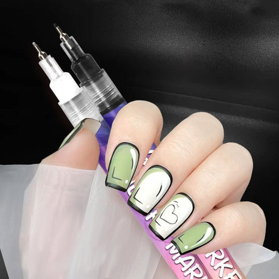 12-färgad Akrylnagelkonst Doodle Pennor