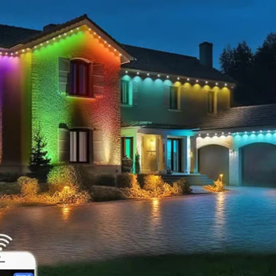 Färgglada takfotslampor för utomhusbruk