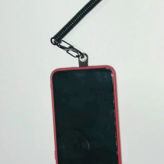 Fjäderrep för telefonens fallskydd och stöldskydd