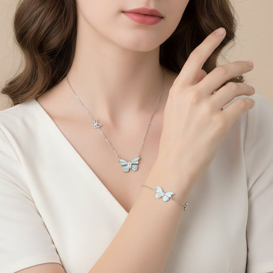 Drömfjäril Lysande Halsband & Armband