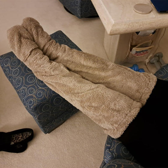 Justerbara elastiska höga strumpor bomullsfleece varma höga strumpor