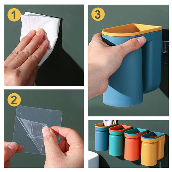 Tandborsthållare med klistermärke