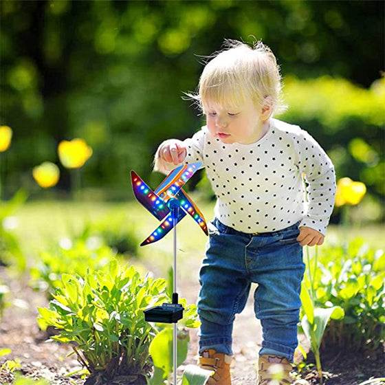 Utomhus Trädgård Solar Vind Roterande Ljus