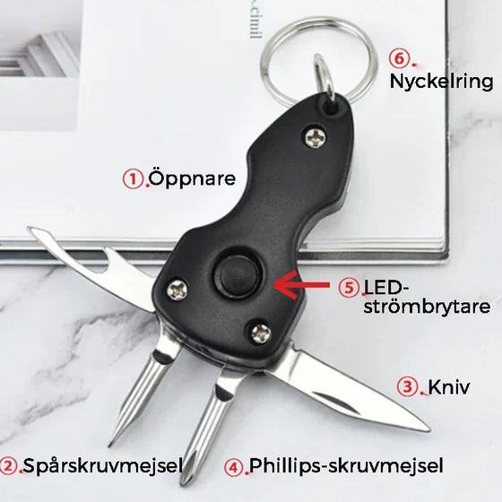 Multifunktionell hopfällbar nyckelring