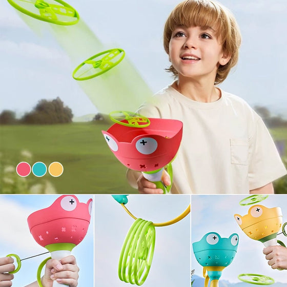 Utomhuskatapult handhållen flygande tefat med dragsnöre