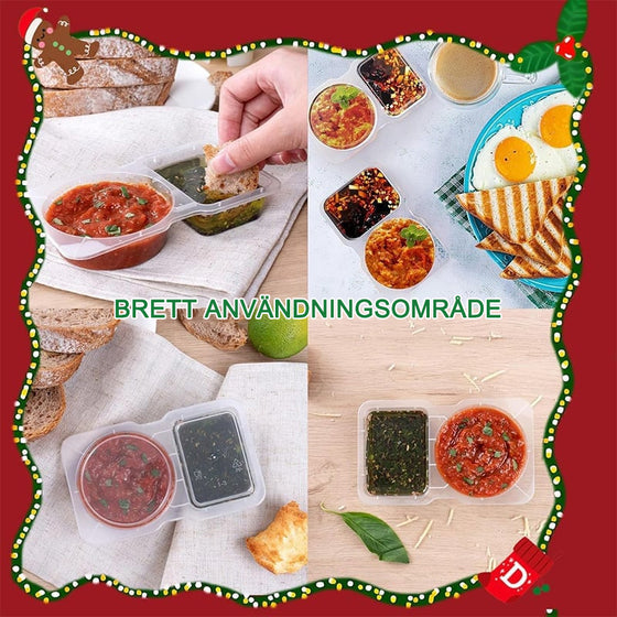 Snackbehållare med dubbla fack med lock