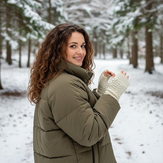 Vinter halvfingerstickade värmehandskar