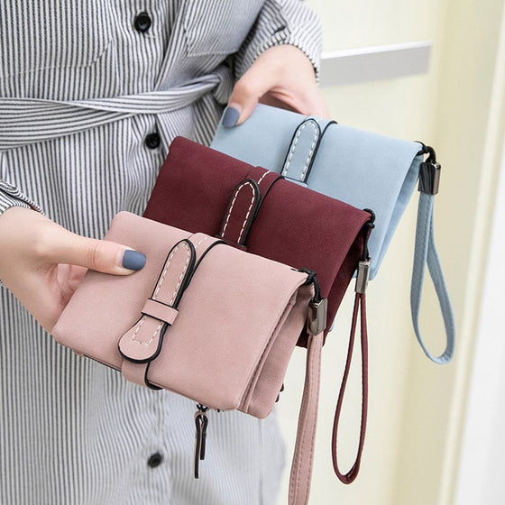 Enfärgad, Vikbar Kort Plånbok Med Myntfack