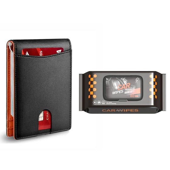 Stöldskyddad Swipe-korthållare i äkta läder